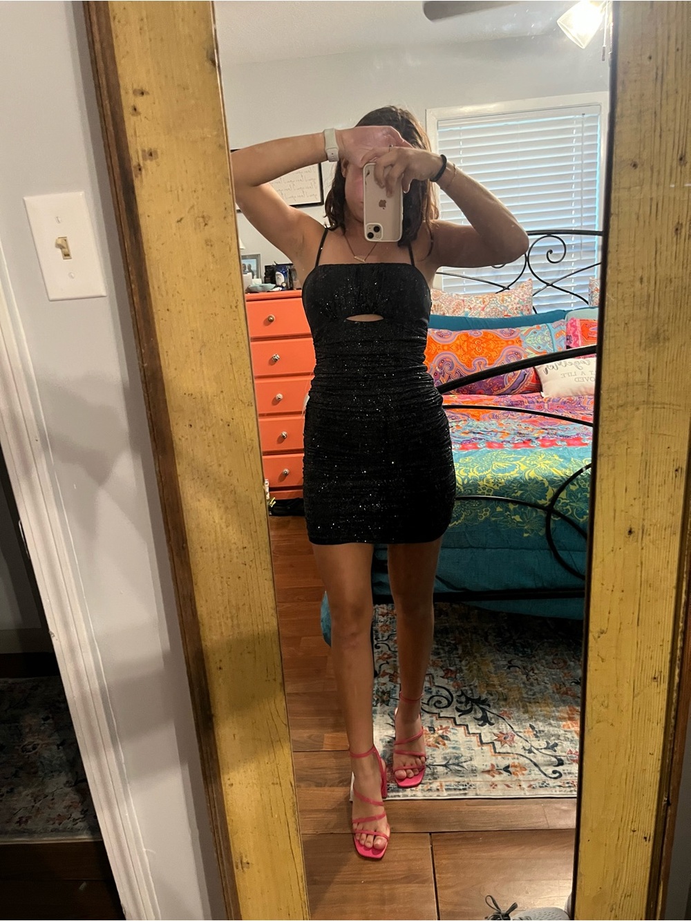 Black Sparkle Bodycon Mini Dress - Women's Elegant Party Dress